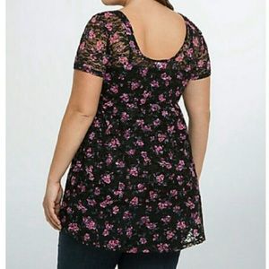 torrid Tops - Torrid Black Pink Floral Lace Babydoll Top torrid Tops - Torrid Black Pink Floral Lace Babydoll Top